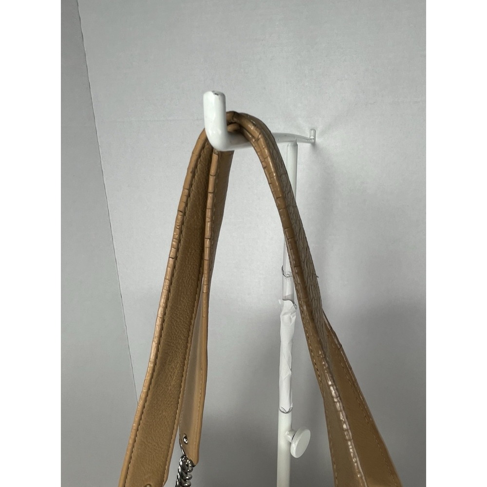Calvin Klein Womens Leather Tote Purse Tan TurnLock Pocket Minimalist Half Chain - Picture 7 of 11